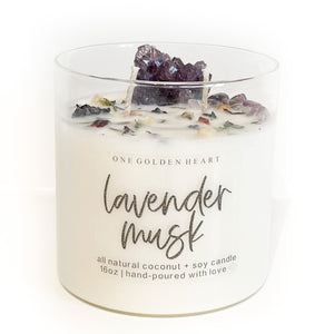 16oz Luxe Amethyst Cluster Crystal Candle